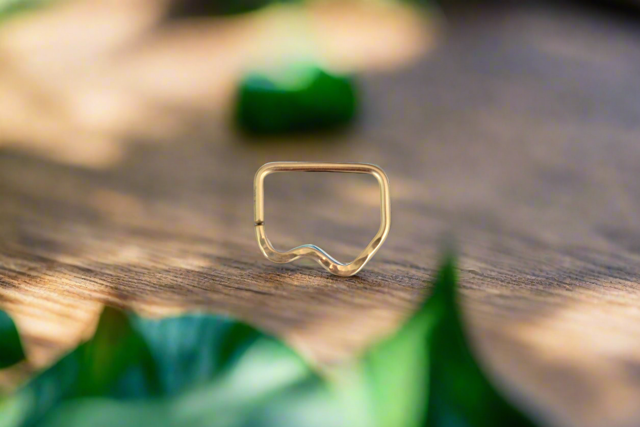Mountain 18k Yellow Gold Textured Seamless Nipple Ring