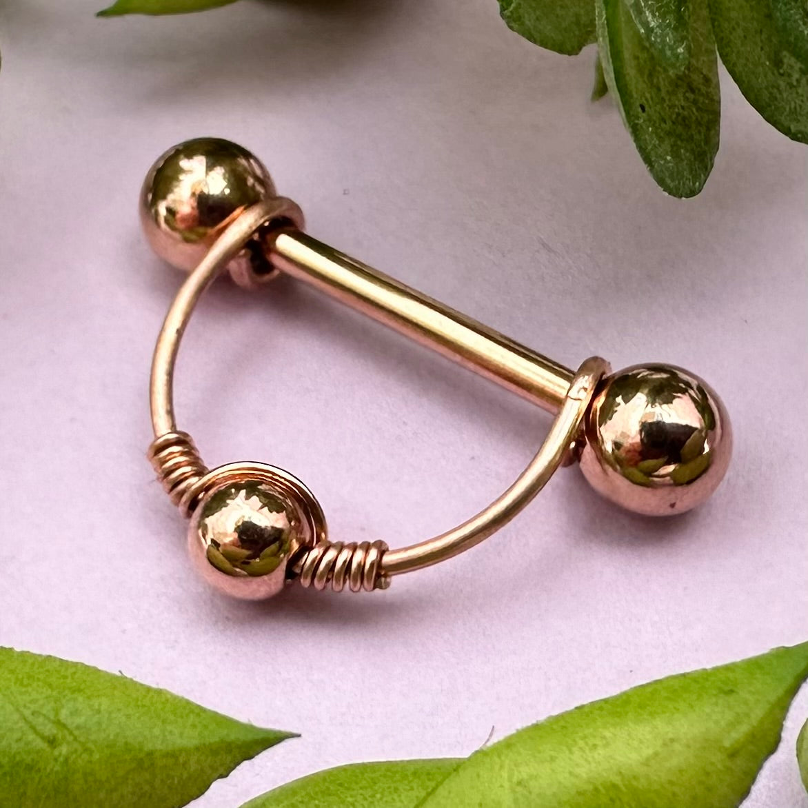 Beaded Nipple Ring Rose Gold 316L Stainless Steel - 1pc