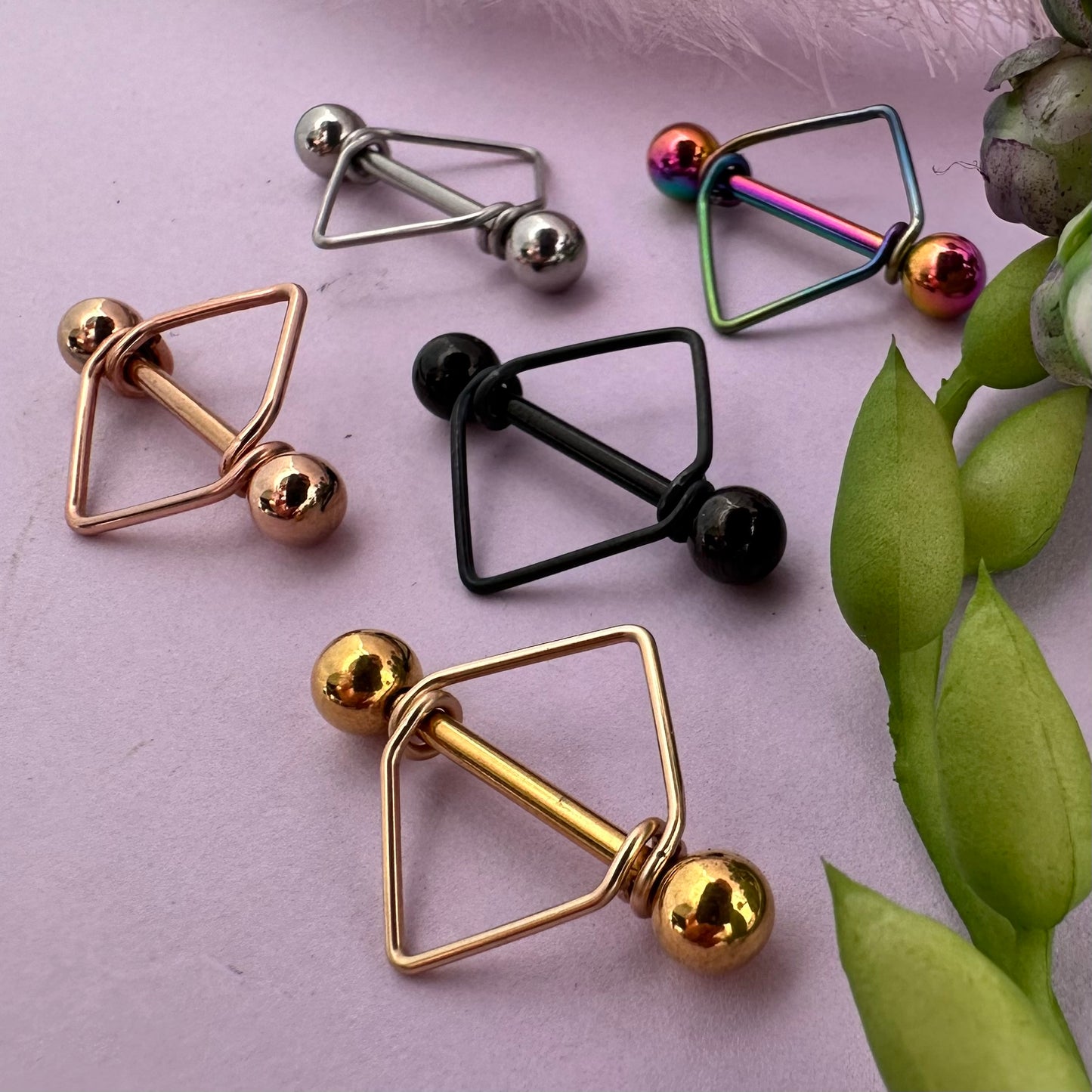 Simple Diamond Frame Nipple Shield 316L Stainless Steel - 1pc