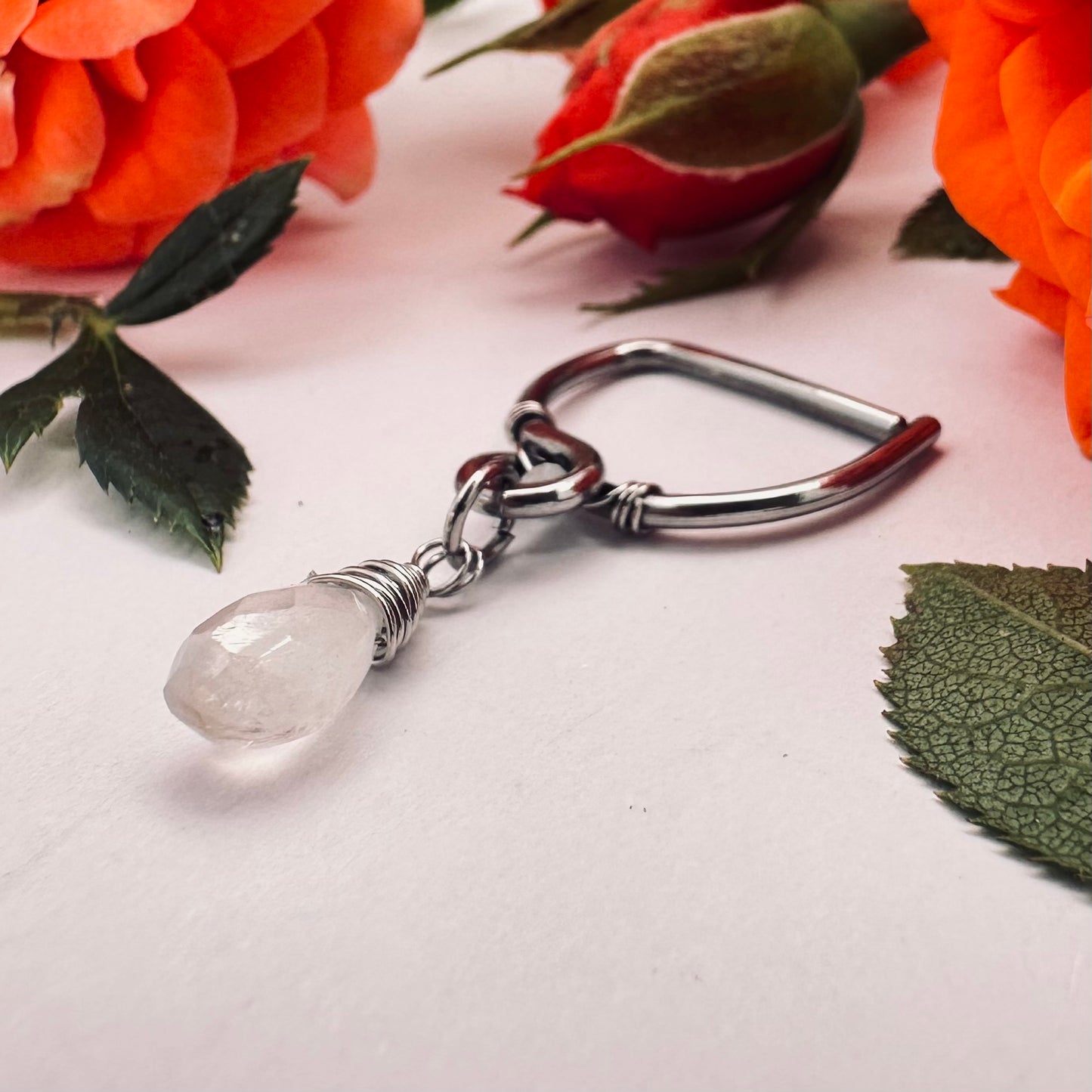 Grecian Briolette Dangle Seamless Nipple Ring - 316L Stainless Steel