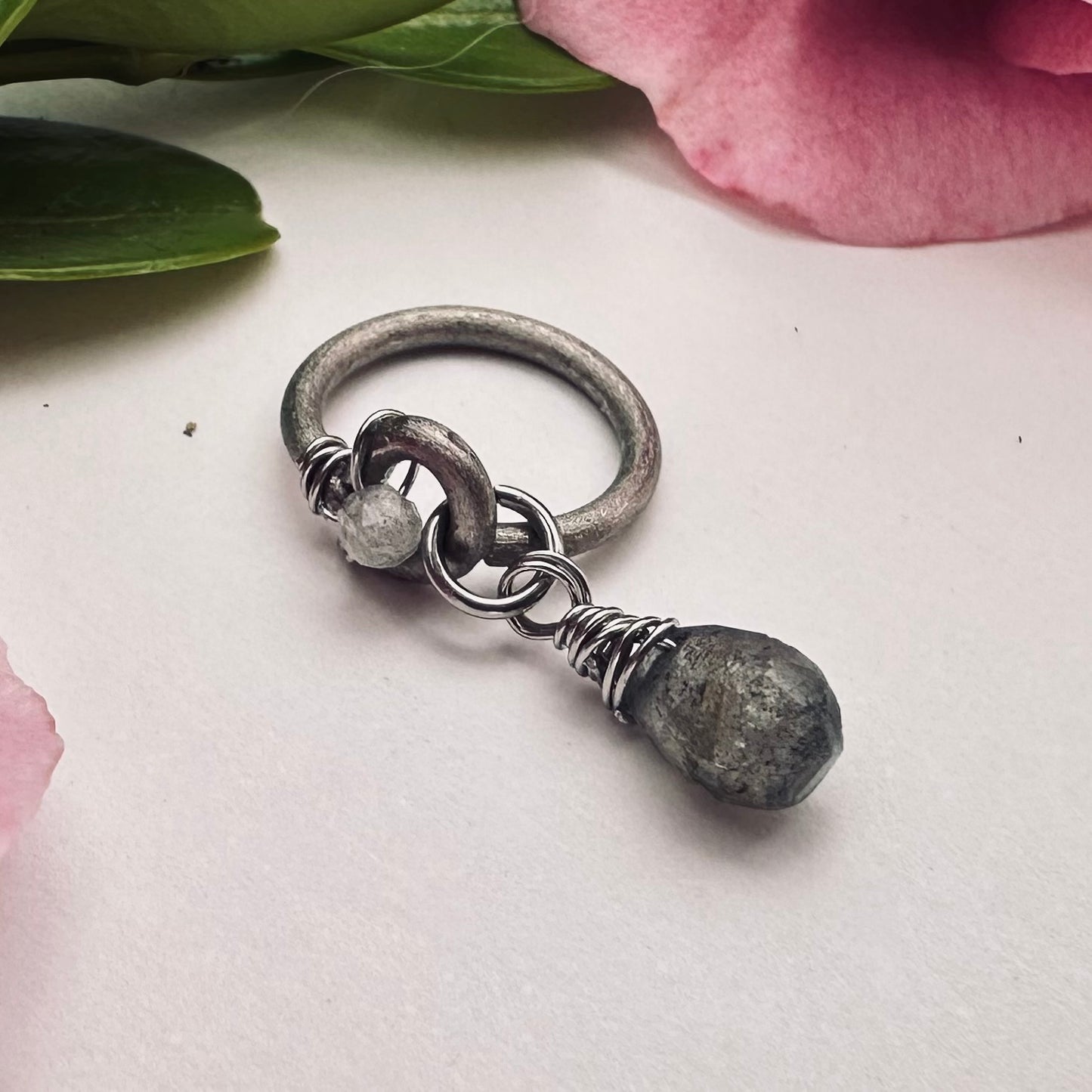 Grecian Labradorite Briolette Front Dangle Cartilage Hoop