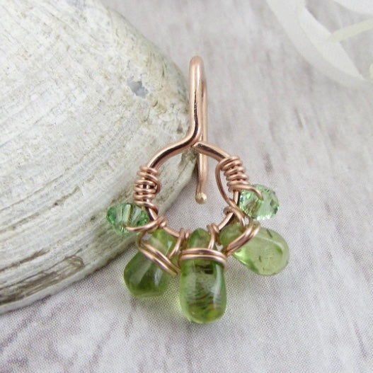 Healing Crystal Cluster Non Dangle Belly Ring - Rose Gold Fill