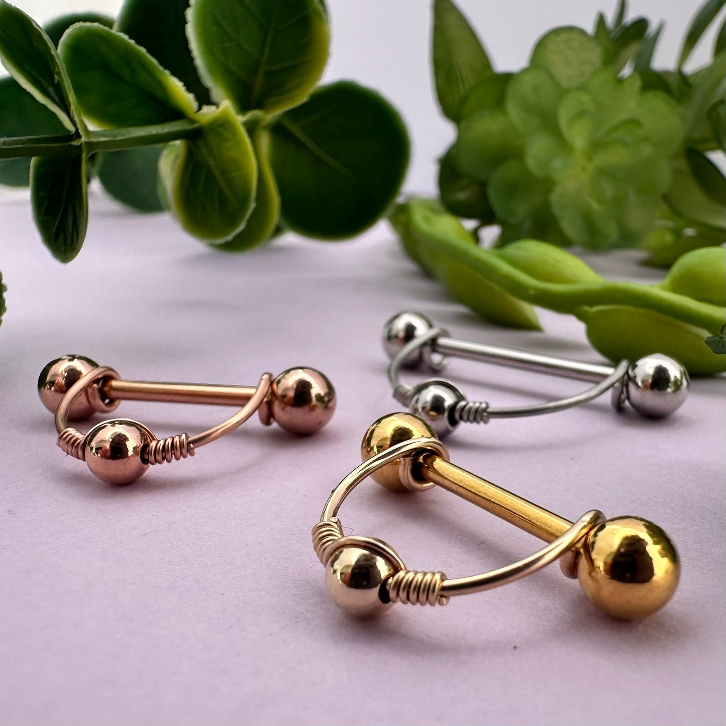Beaded Nipple Ring 316L Stainless Steel - 1pc