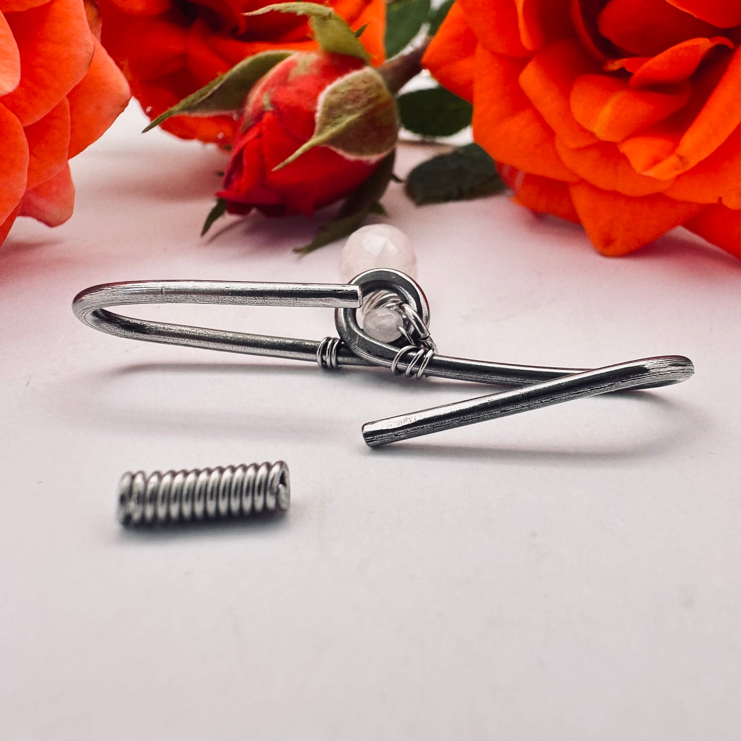 Grecian Briolette Dangle Pierced Industrial Ear Bar - 316L Stainless Steel