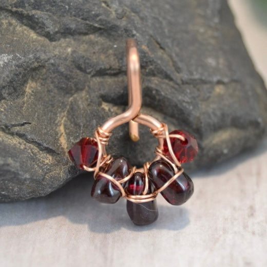 Healing Crystal Cluster Non Dangle Belly Ring - Rose Gold Fill