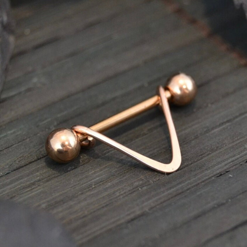 V Smooth Rose Gold IP 316L Stainless Steel Nipple Ring - 1pc