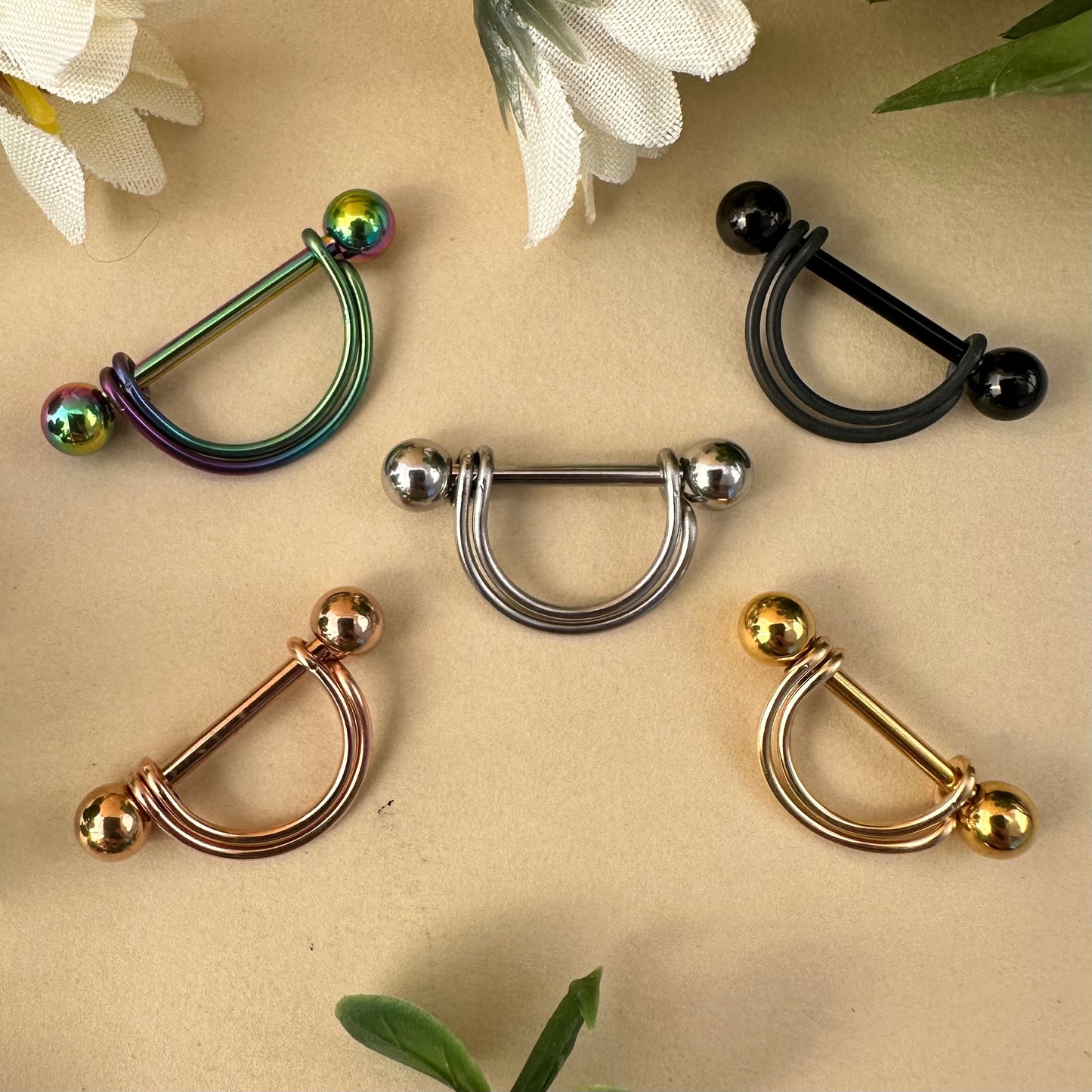 Double Banded Smooth Nipple Ring 316L Stainless Steel - 1pc