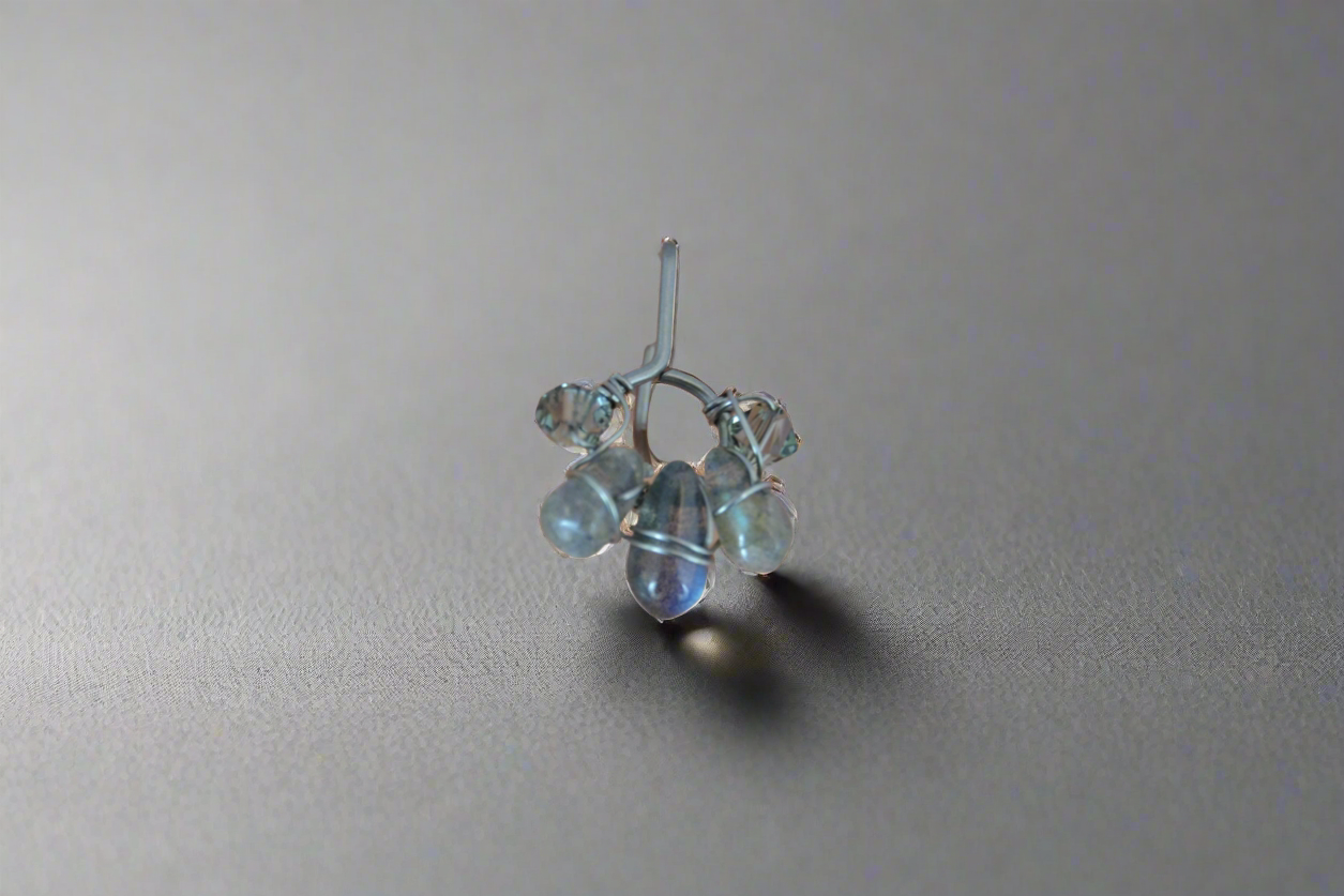 Healing Crystal Non Dangle Cluster Platinum Belly Ring