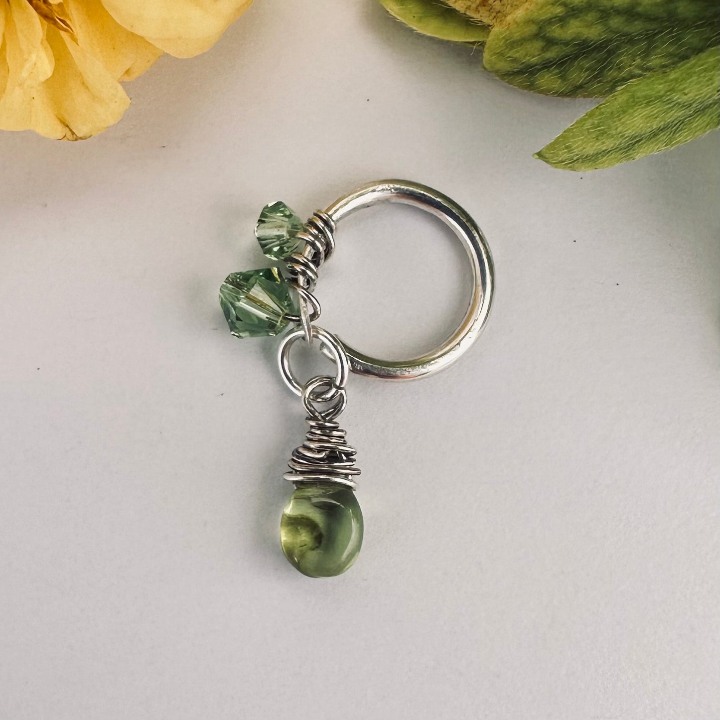 Healing Crystal Peridot Teardrop Cartilage Hoop