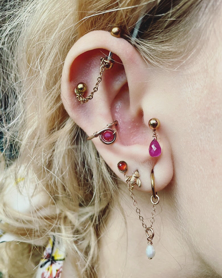 Loop Crystal Cartilage Hoop - Rose Gold Fill