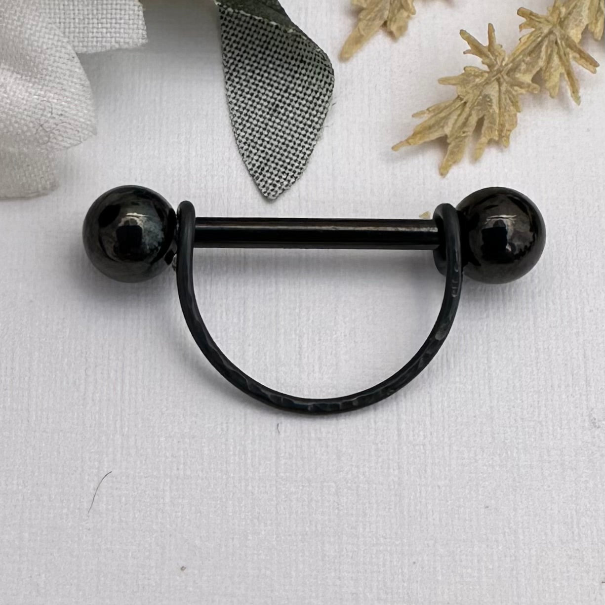Simple Stirrup Textured Nipple Ring 316L Stainless Steel - 1pc
