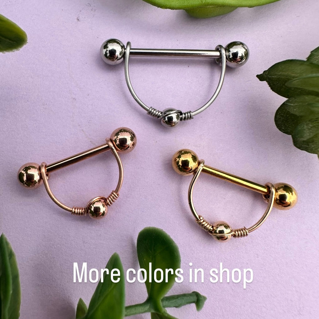 Beaded Nipple Ring Rose Gold 316L Stainless Steel - 1pc