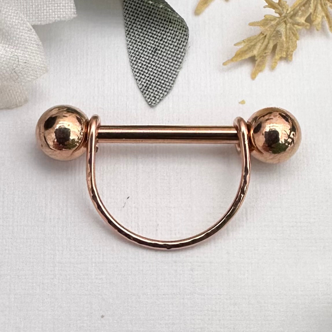 Simple Stirrup Textured Nipple Ring 316L Stainless Steel - 1pc