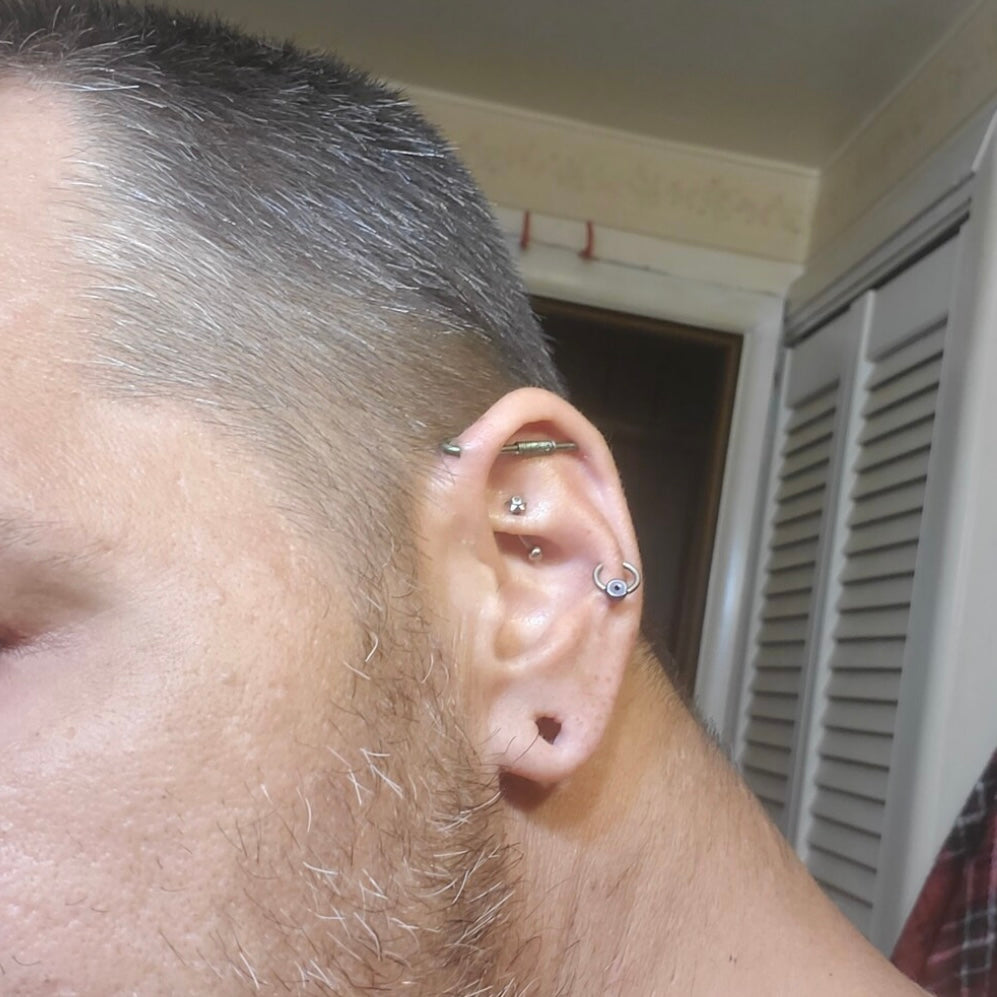 Simple Pierced Industrial Ear Bar - 14ga