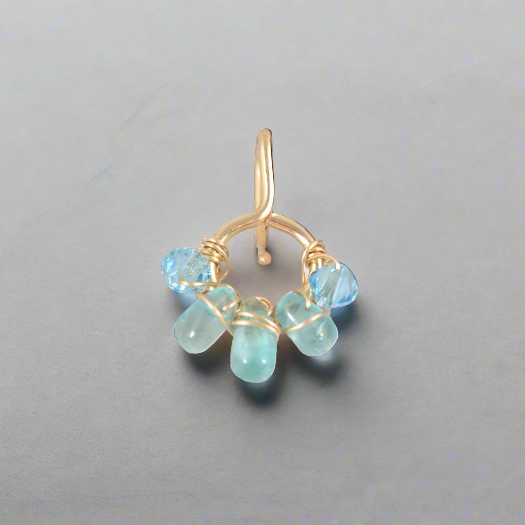 Healing Crystal Non Dangle Cluster 18k Yellow Gold Belly Ring