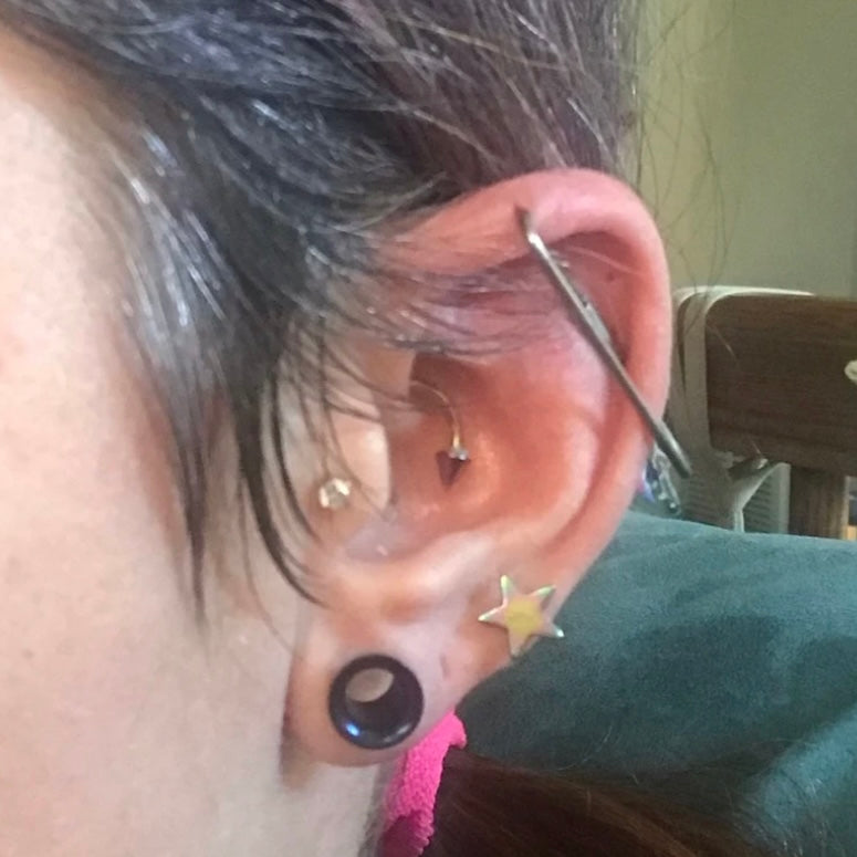 Simple Pierced Industrial Ear Bar - 16ga