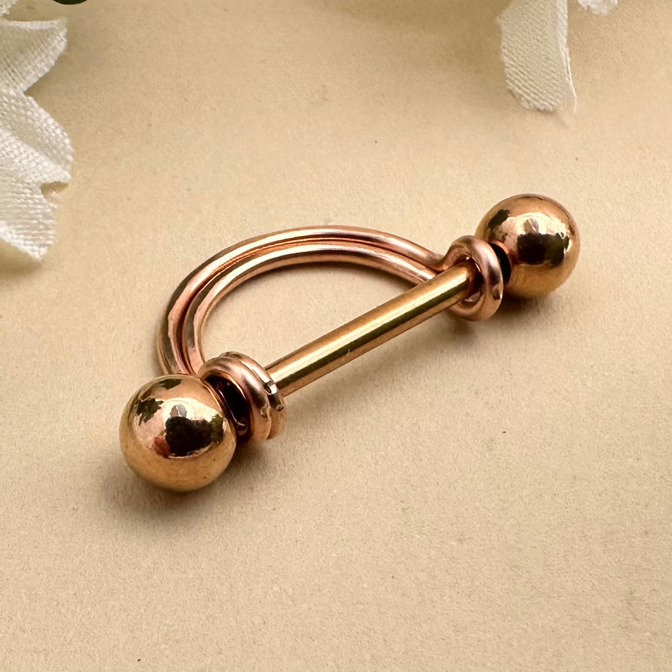 Double Banded Textured Nipple Ring Rose Gold 316L Stainless Steel - 1pc
