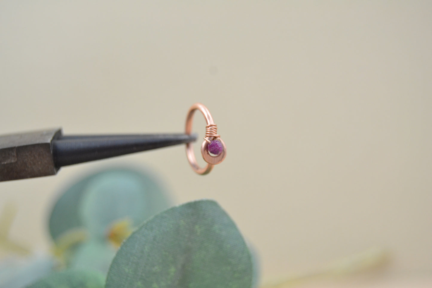 Grecian Gemstone Non Dangle Cartilage Hoop - Rose Gold Fill