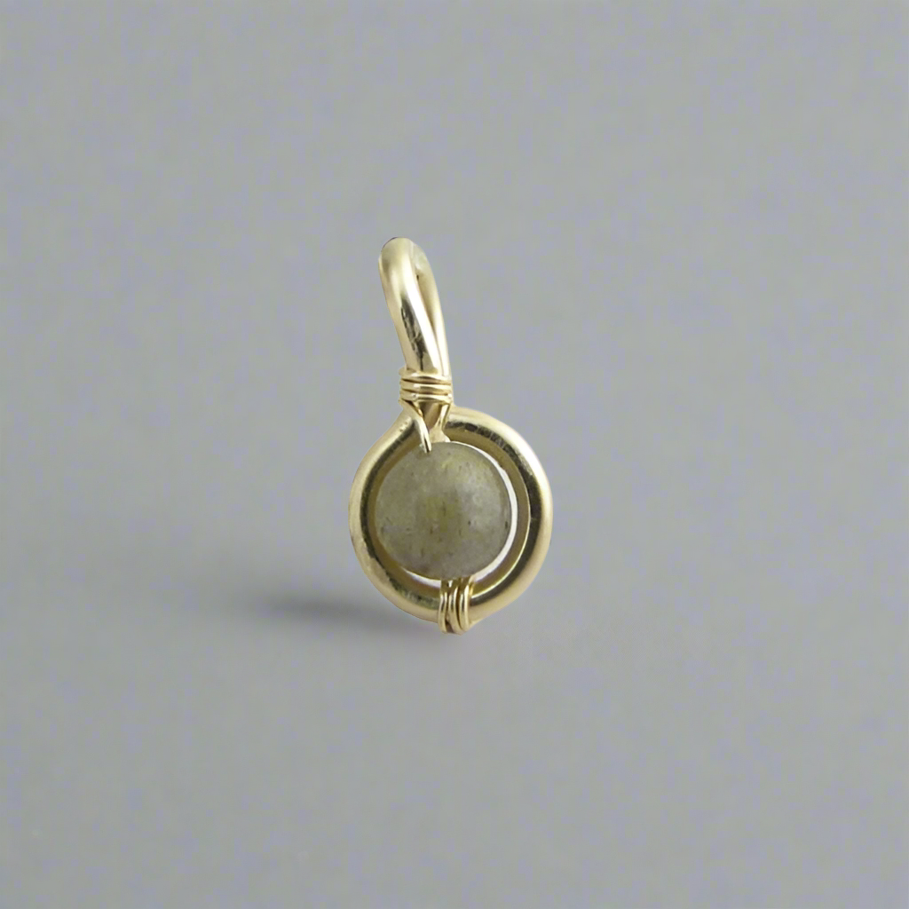 Gemstone Non Dangle Belly Ring - Solid 14k Gold 16ga