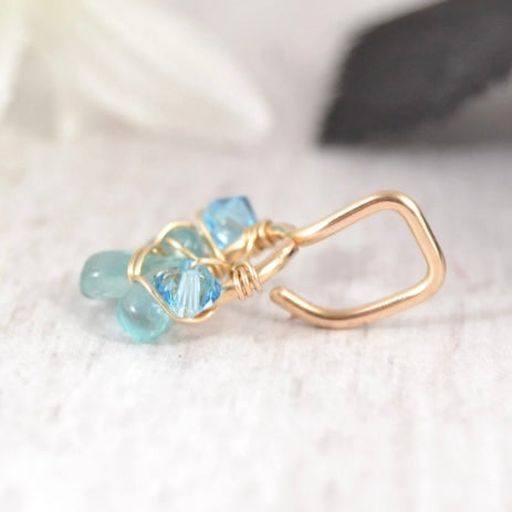 Healing Crystal Cluster Non Dangle Belly Ring - Yellow Gold Fill