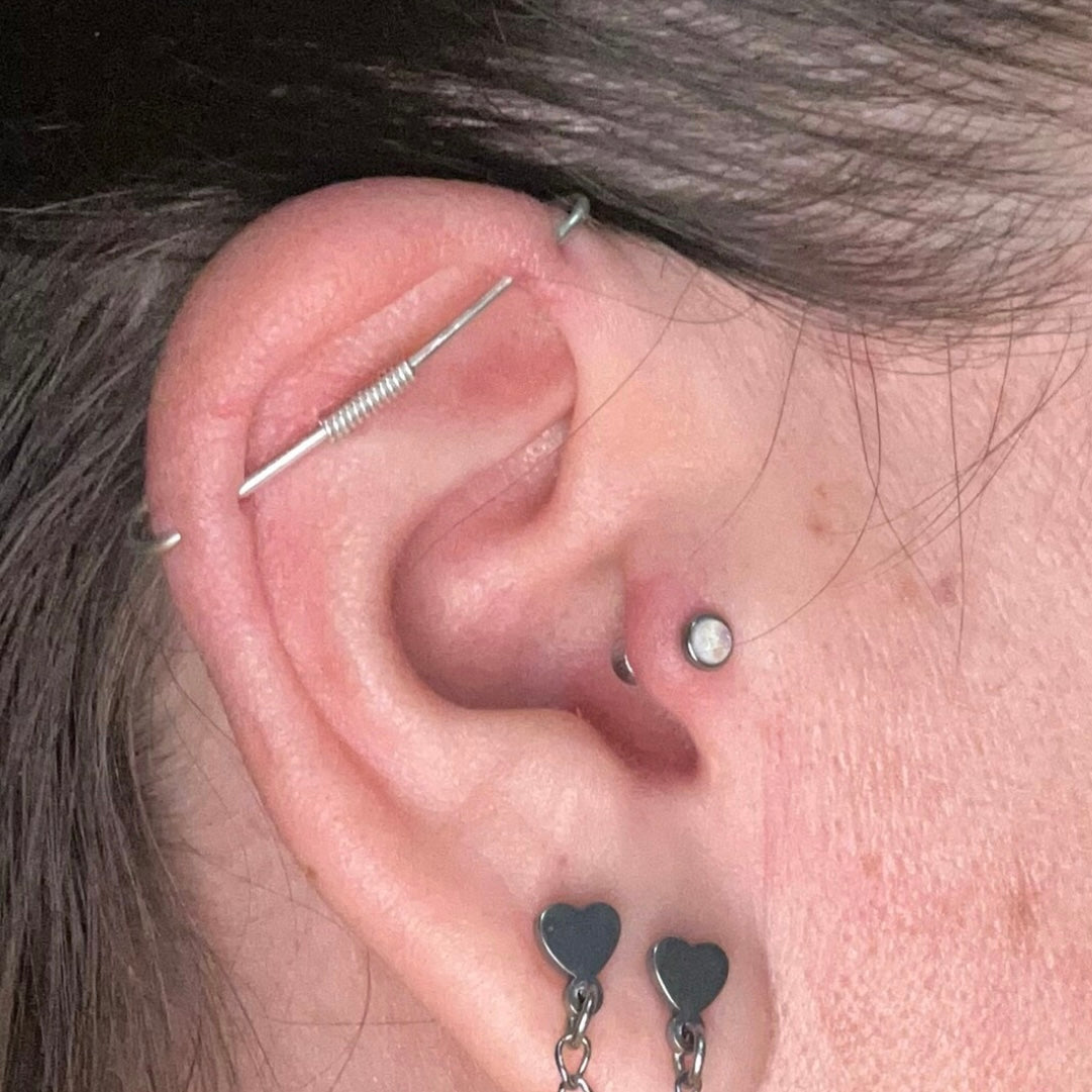 Simple Solid 14k Gold Pierced Industrial Ear Bar - 18ga