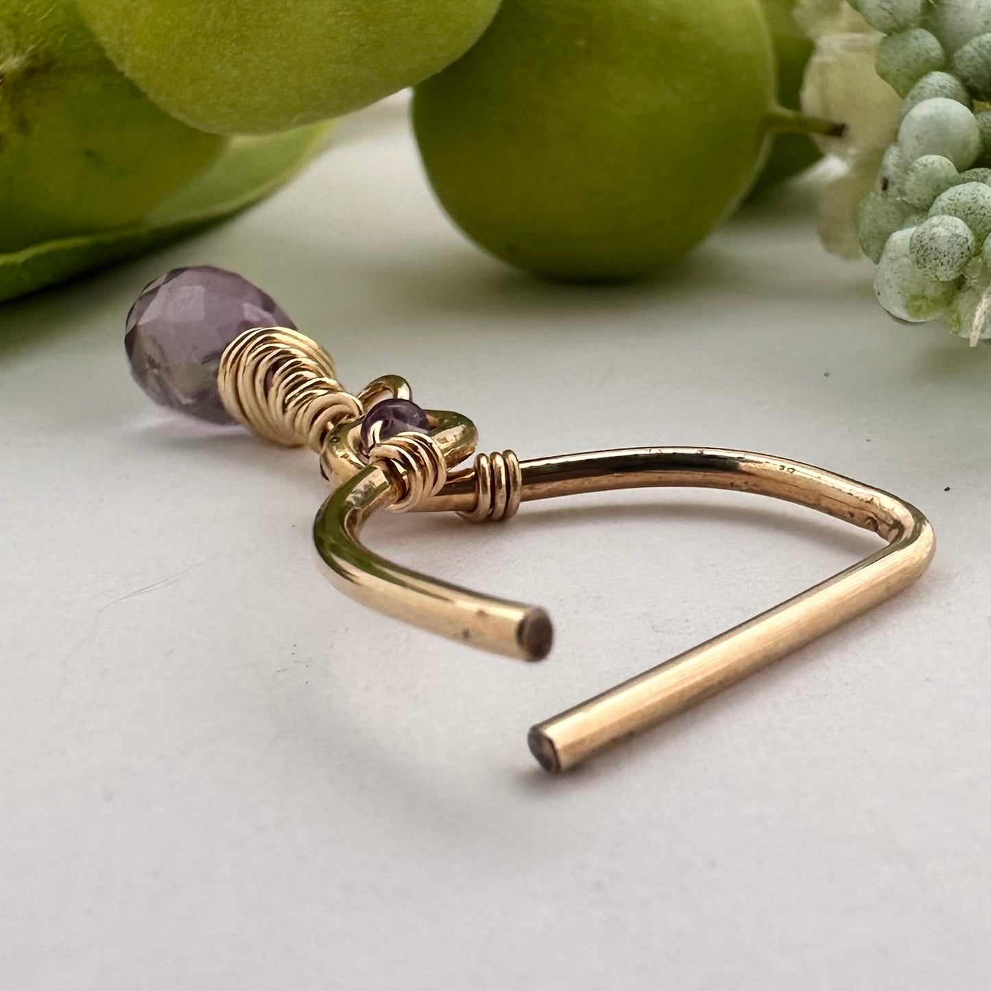 Grecian Amethyst Briolette Dangle Seamless Nipple Ring