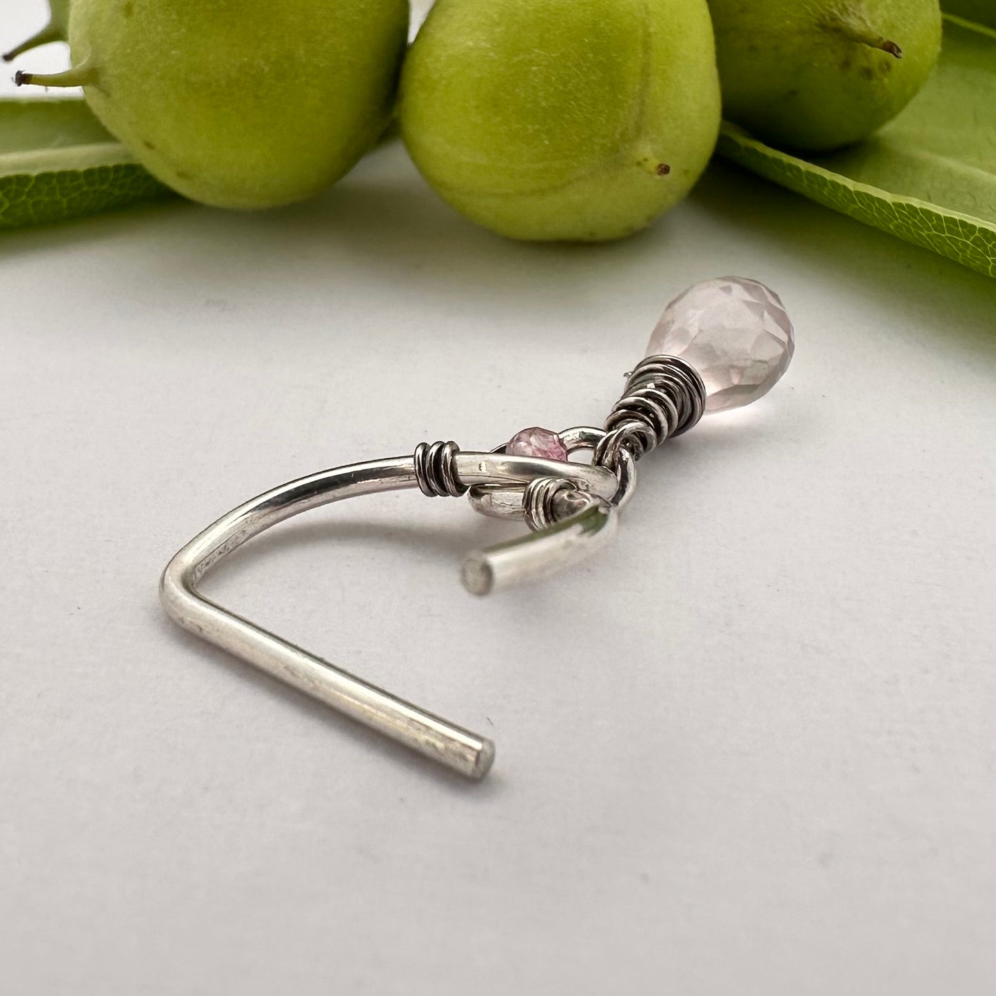 Grecian Rose Quartz Briolette Dangle Seamless Nipple Ring