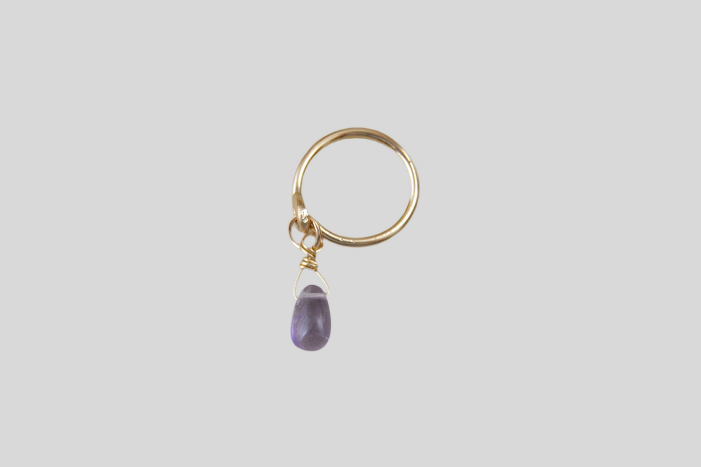 Grecian Amethyst Dangle Yellow Gold Fill Cartilage Earring