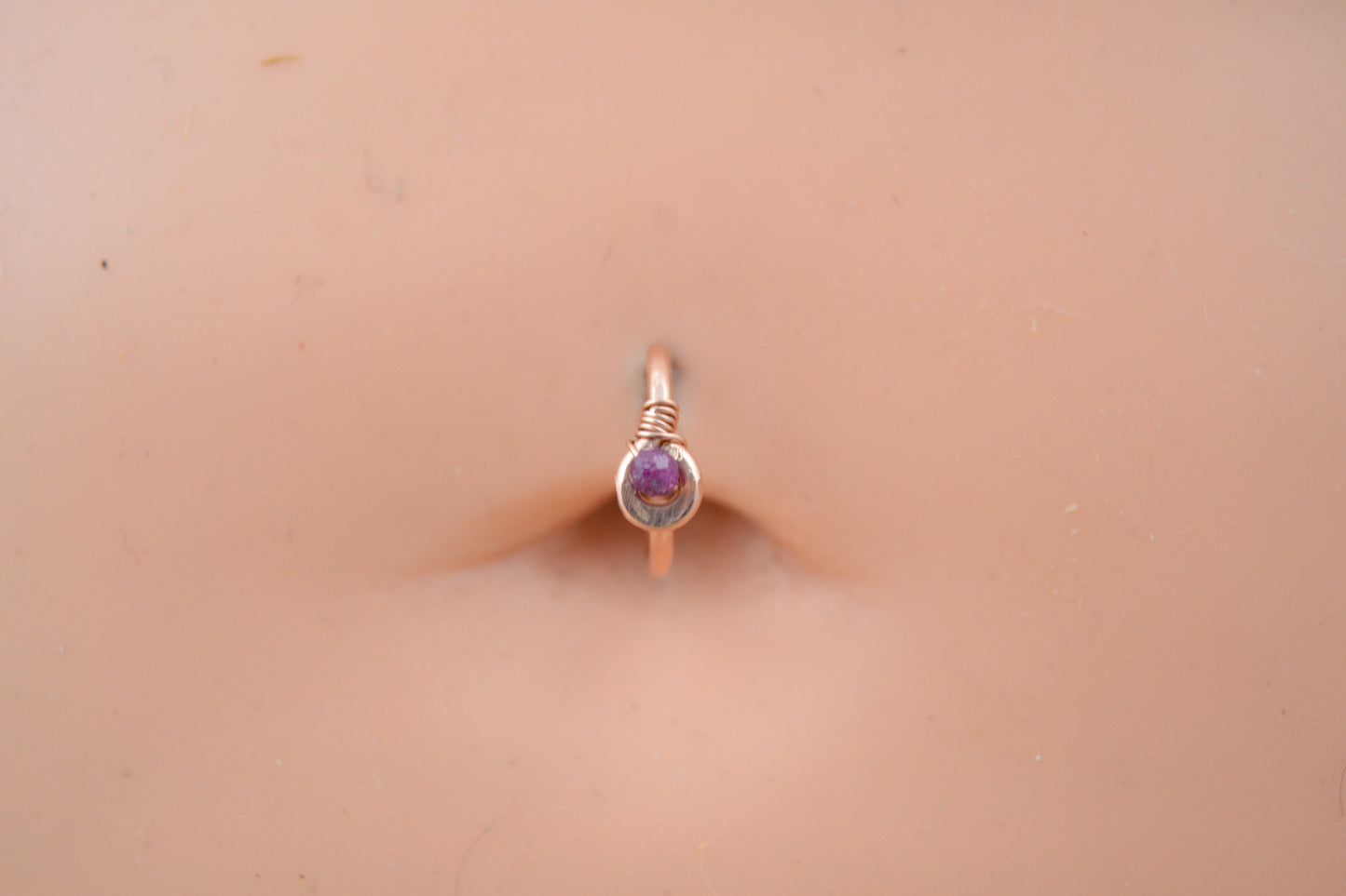 Grecian Gemstone Non Dangle Hoop Belly Ring - Rose Gold Fill