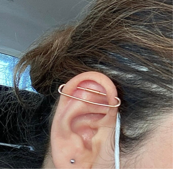 Simple Pierced Industrial Ear Bar - 14ga