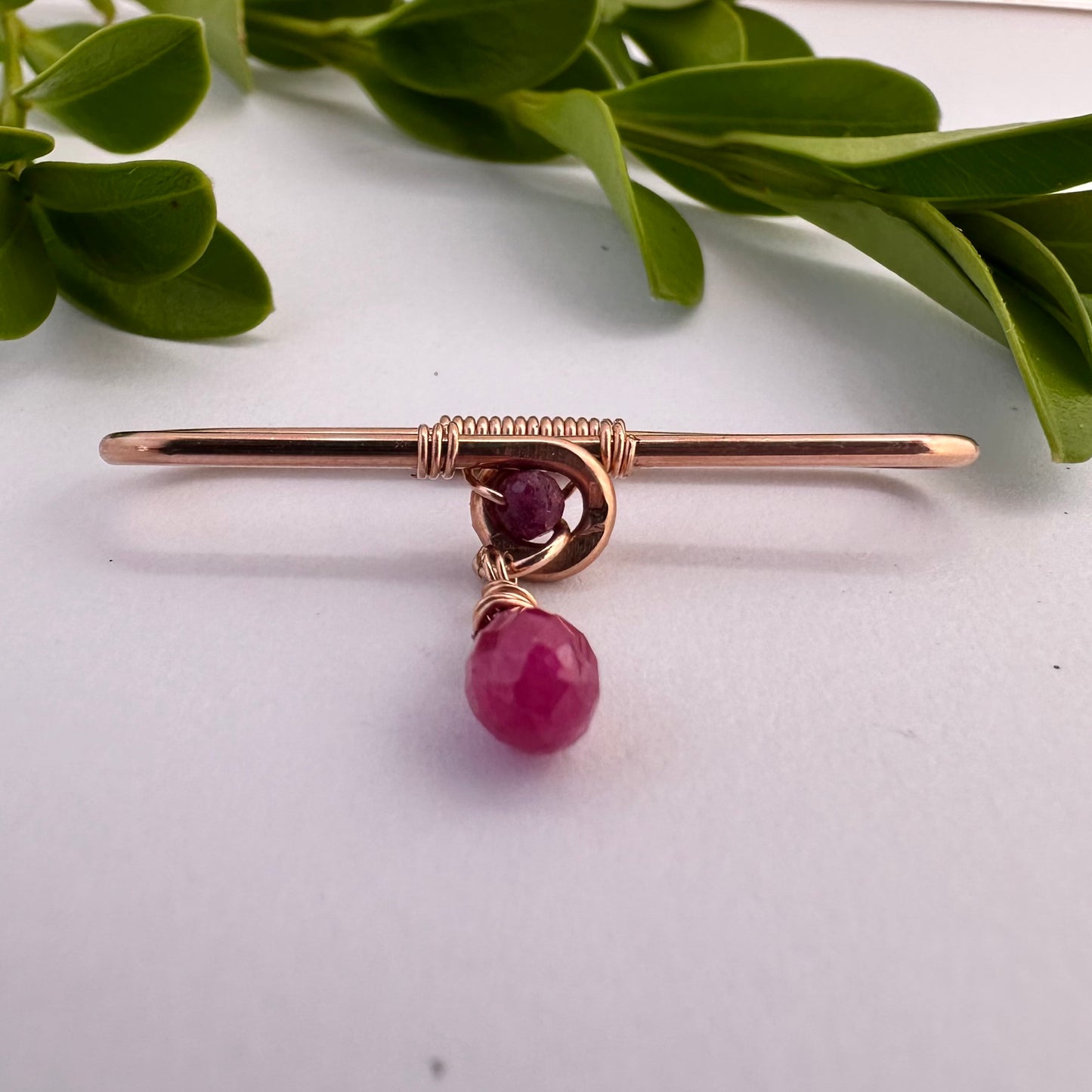Grecian Ruby Gemstone Dangle Pierced Industrial Ear Bar