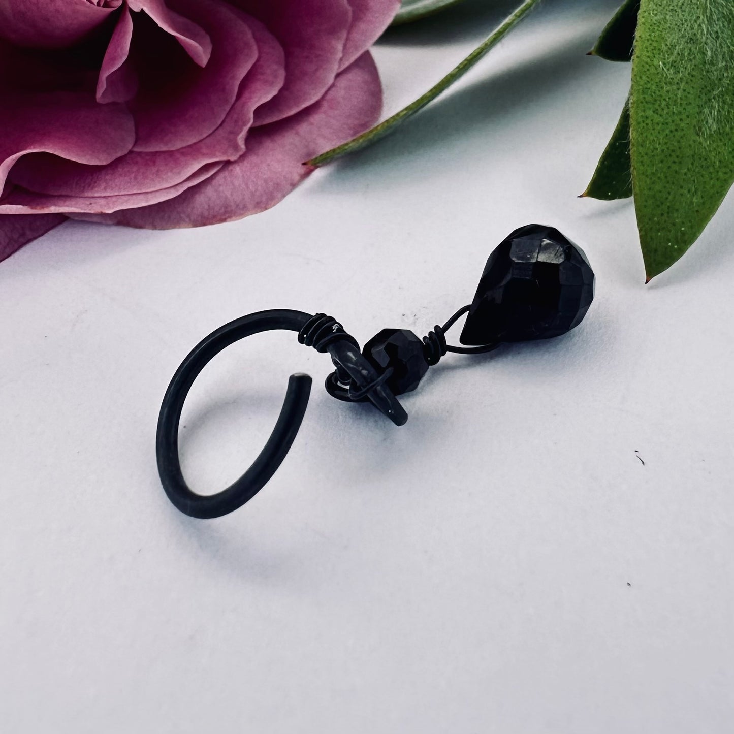 Grecian Spinel Briolette Front Dangle Cartilage Hoop