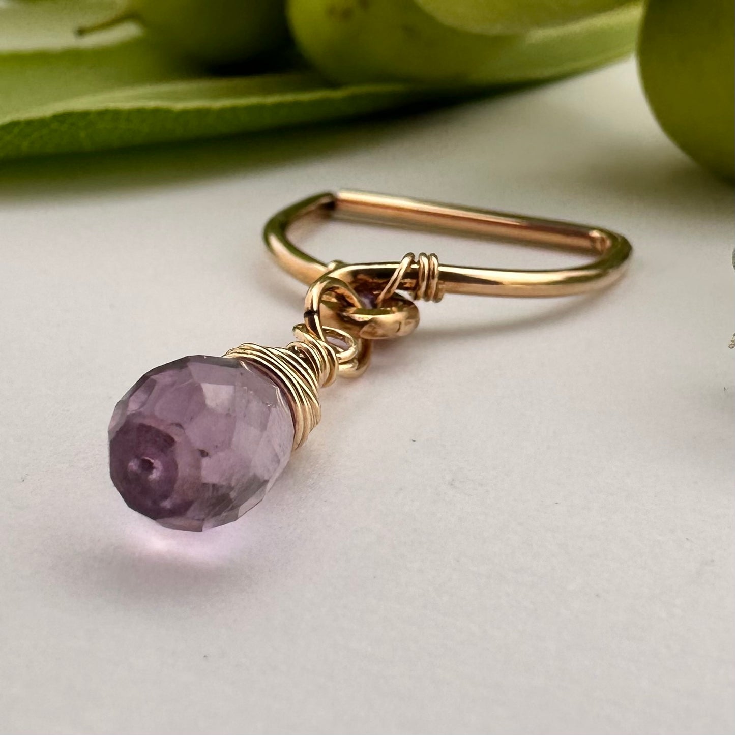 Grecian Amethyst Briolette Dangle Seamless Nipple Ring