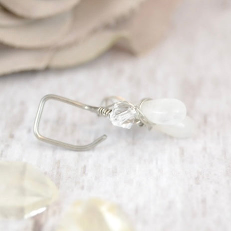 Healing Crystal Cluster Non Dangle Belly Ring - 316L Stainless Steel