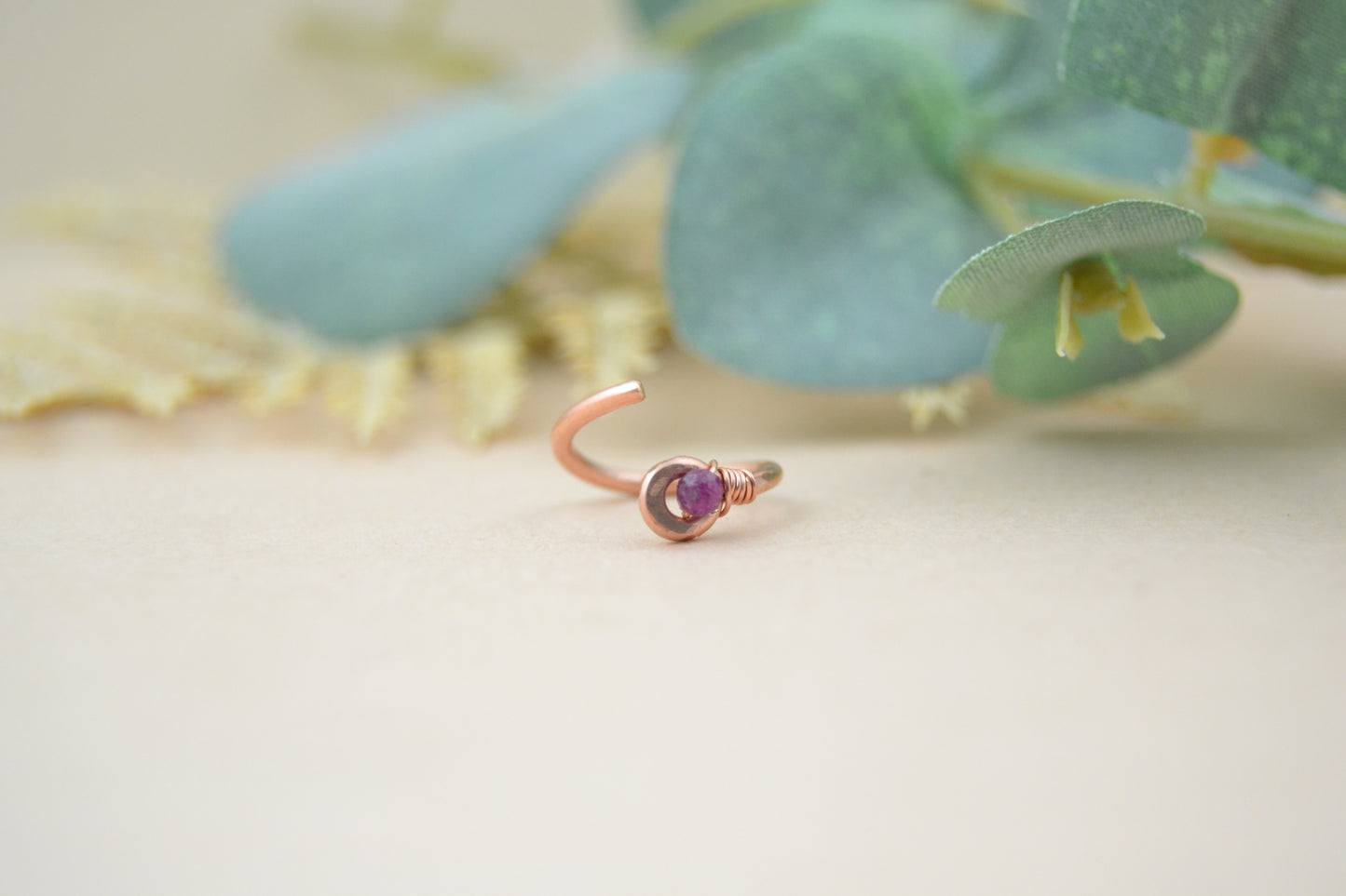 Grecian Gemstone Non Dangle 14k Rose Gold Belly Ring