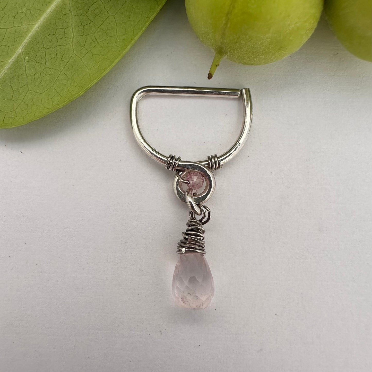 Grecian Rose Quartz Briolette Dangle Seamless Nipple Ring