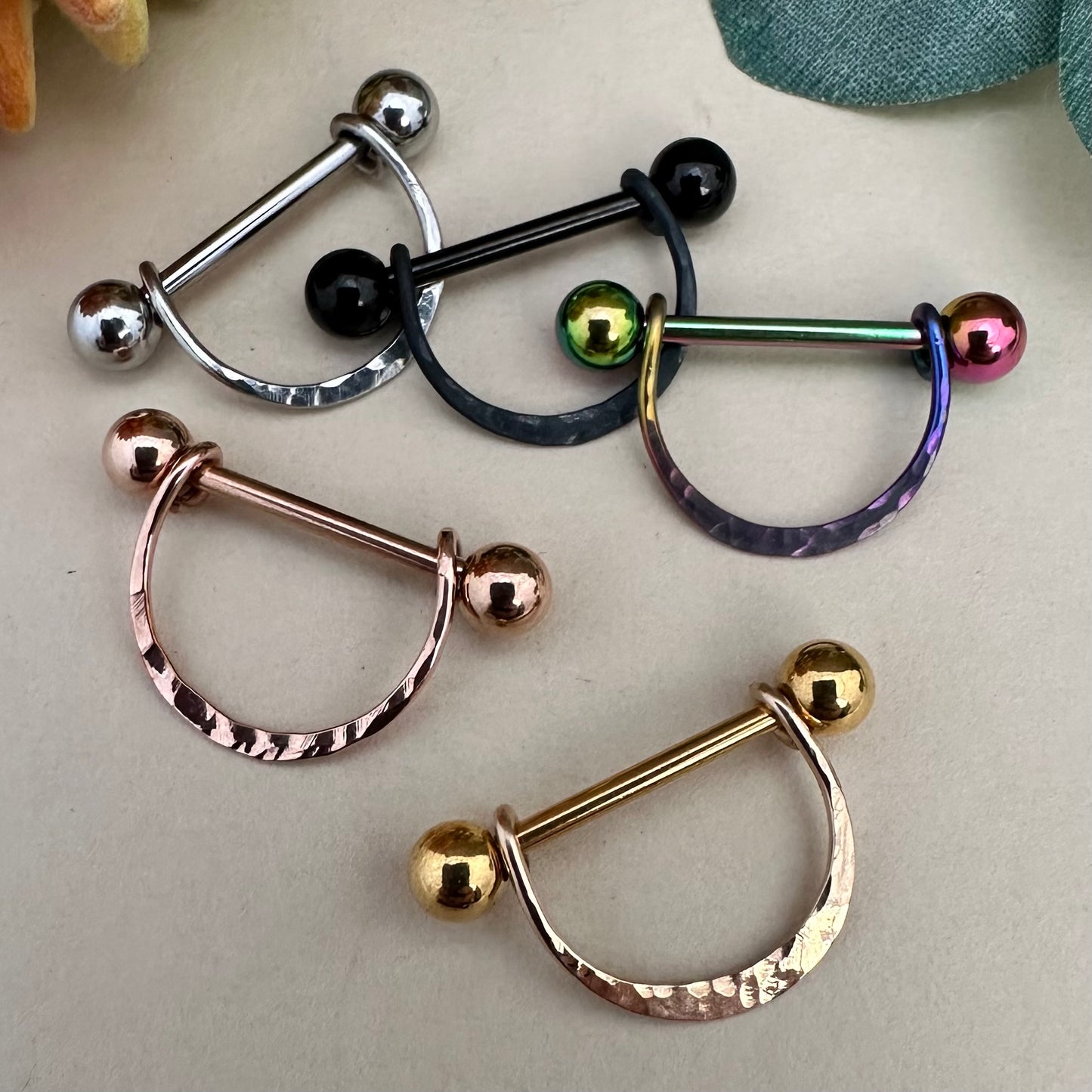 Chic Textured Nipple Ring 316L Stainless Steel - 1pc