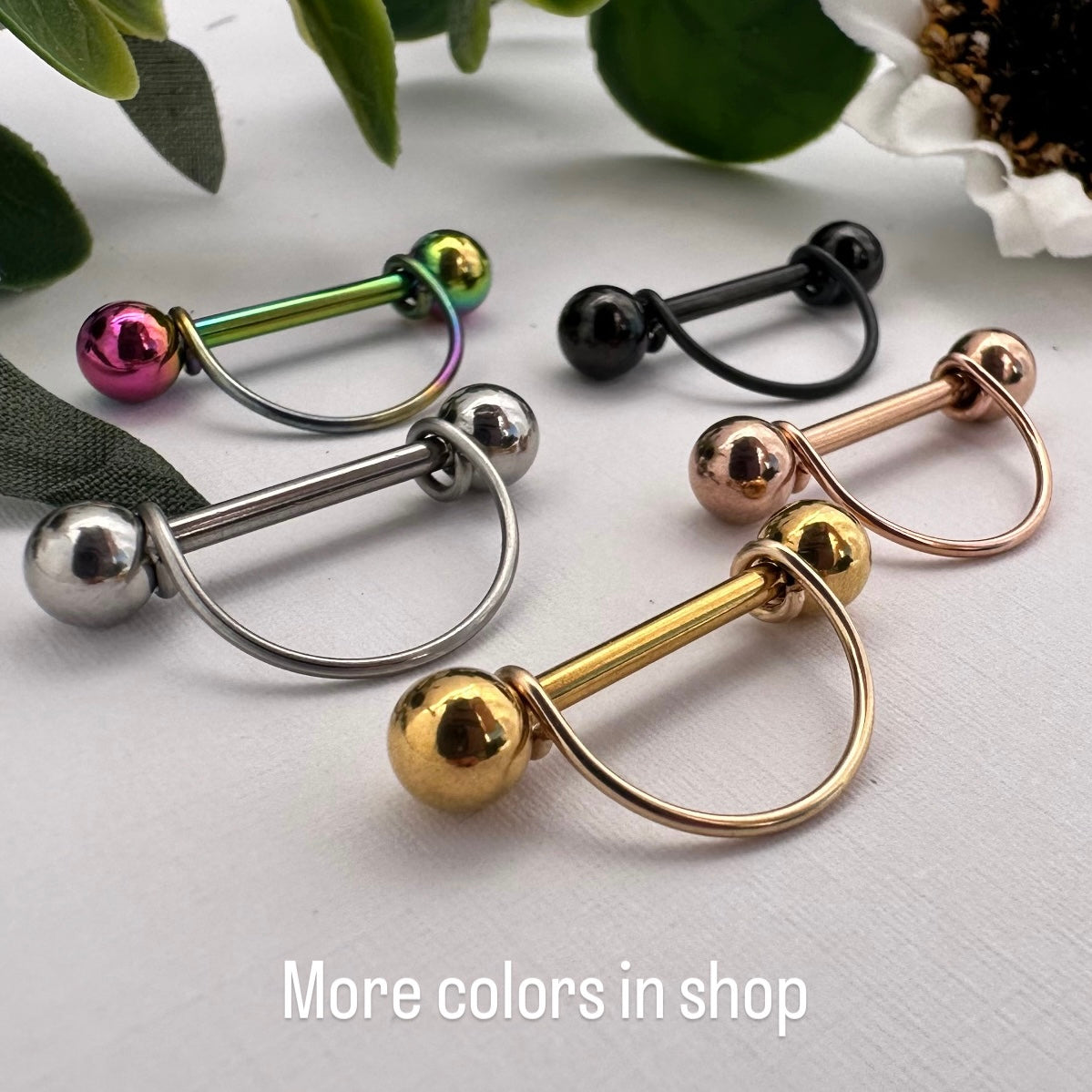 Simple Stirrup Nipple Ring 316L Stainless Steel - 1pc