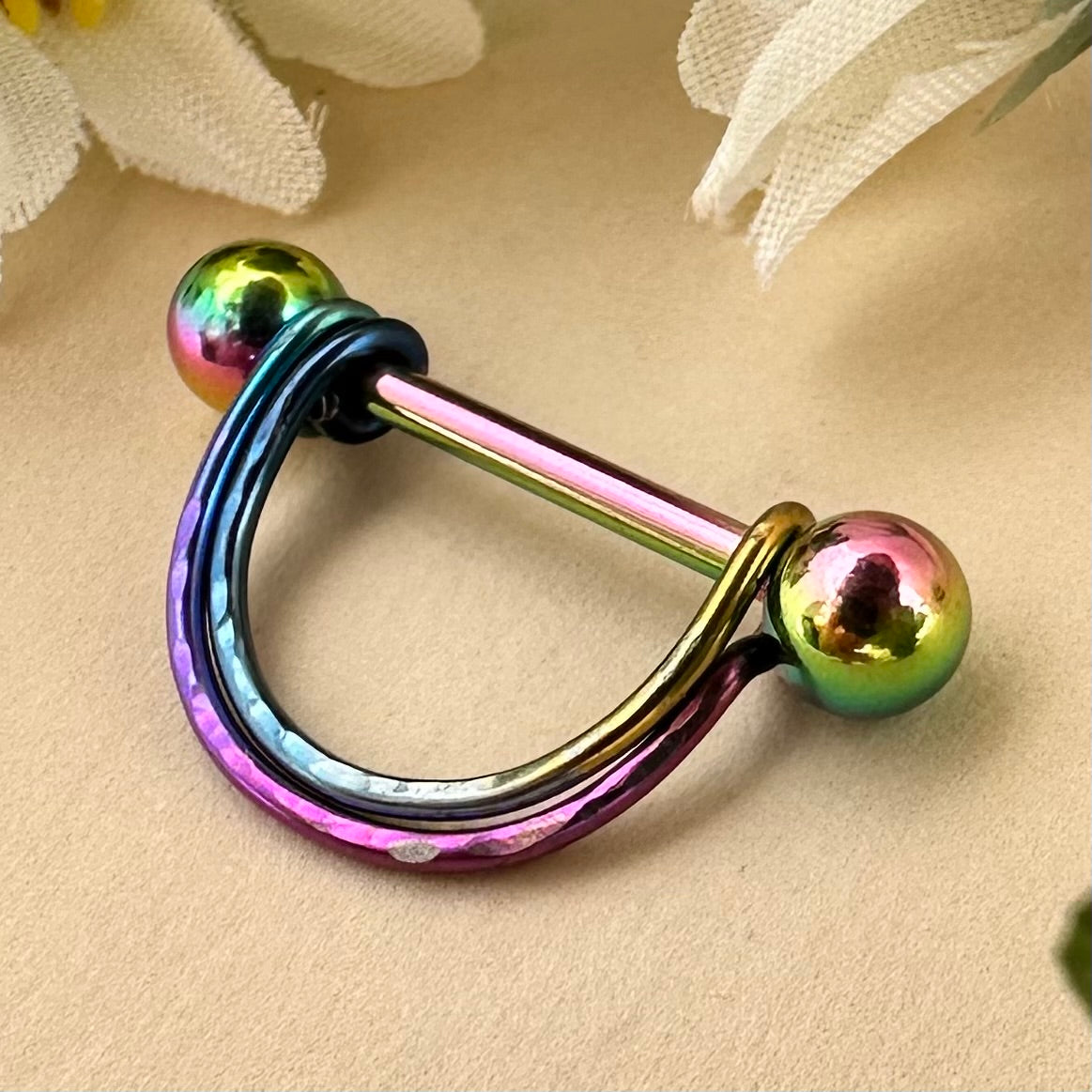 Double Banded Textured Nipple Ring 316L Stainless Steel - 1pc