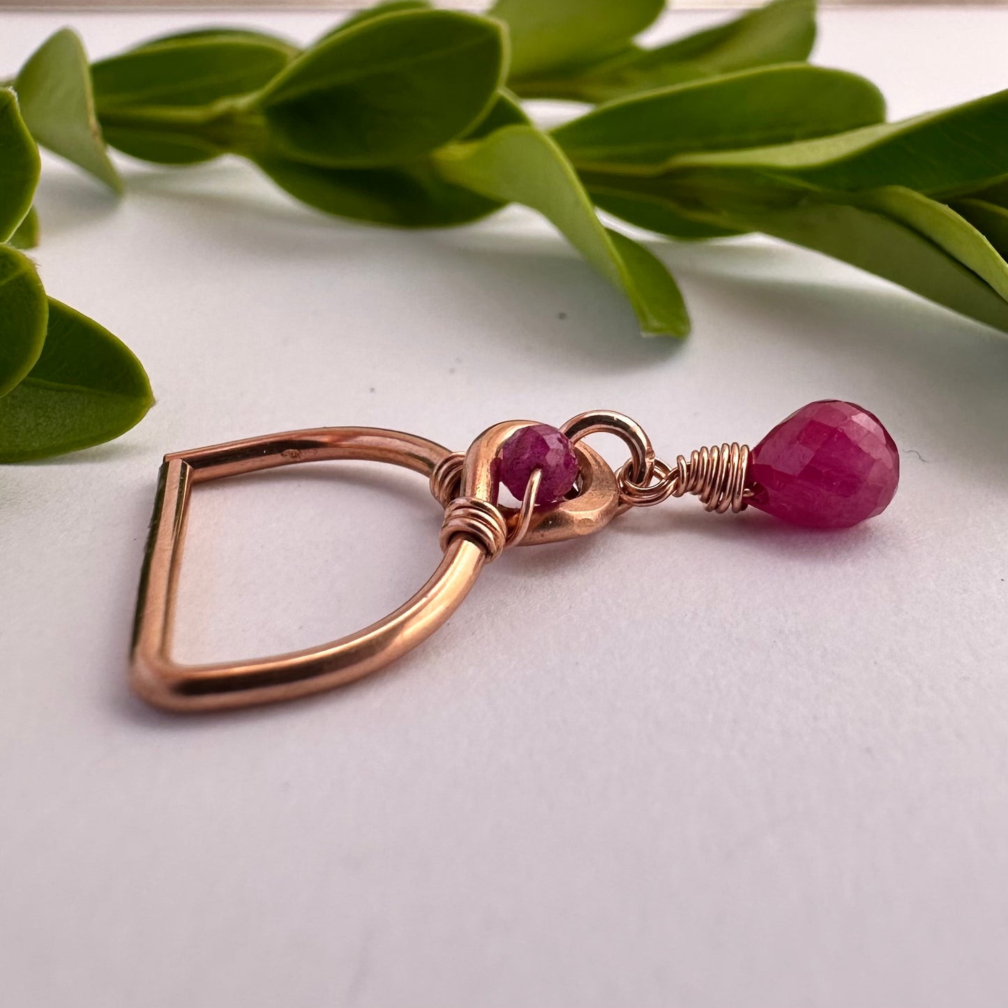 Grecian Ruby Briolette Dangle Seamless Nipple Ring