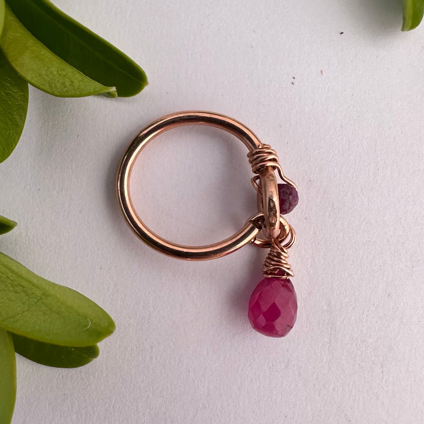 Grecian Briolette Dangle Cartilage Hoop - 18ga 20ga Rose Gold Fill