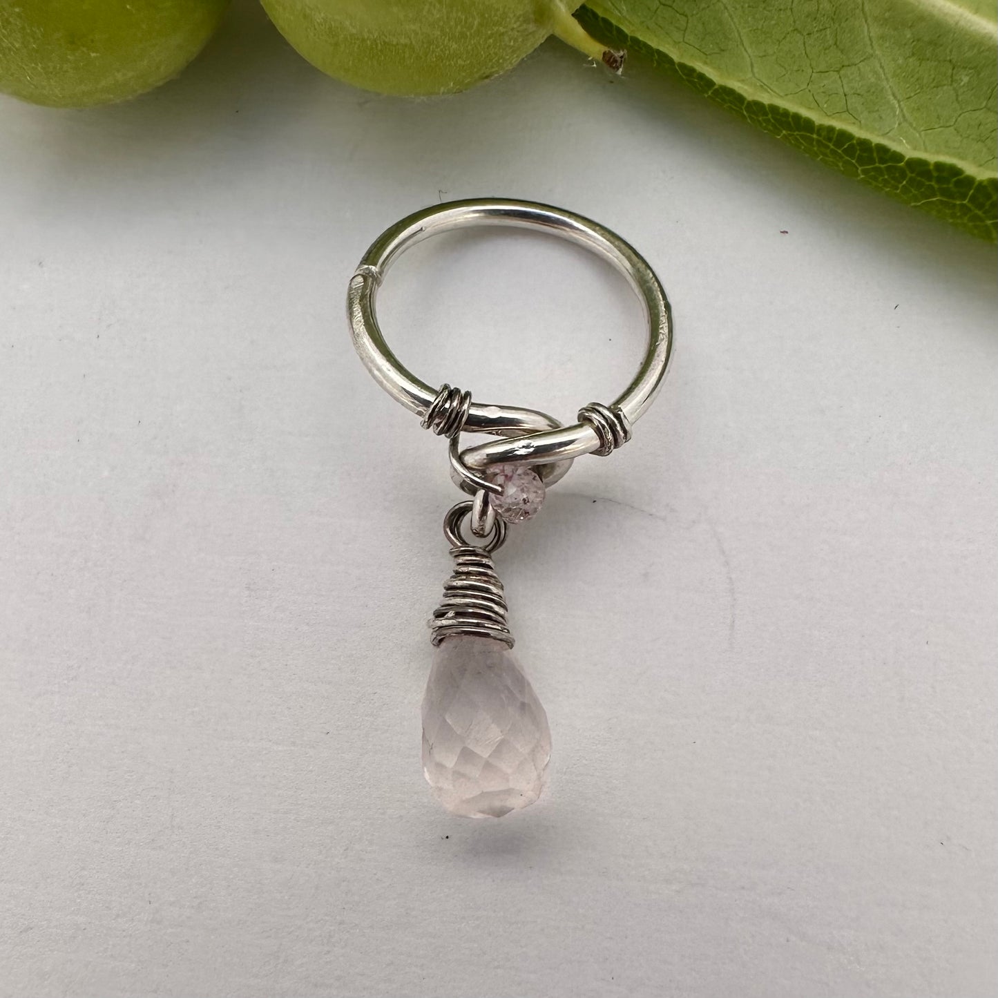 Grecian Briolette Side Dangle Cartilage Hoop - 18ga 20ga Sterling Silver