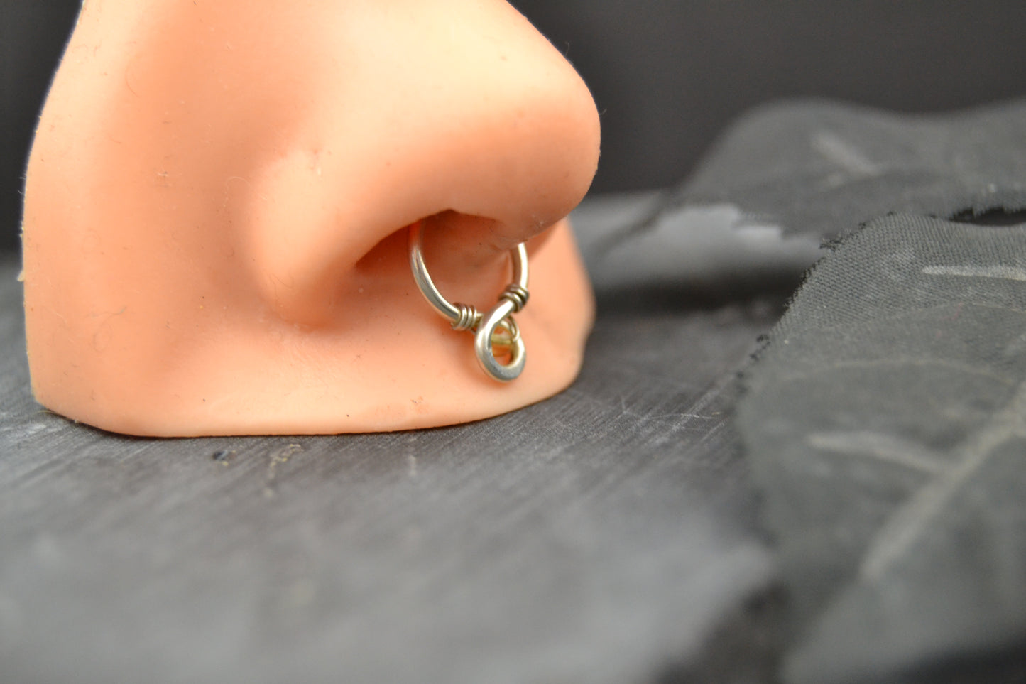 Grecian Loop Gemstone Septum Ring - Sterling Silver