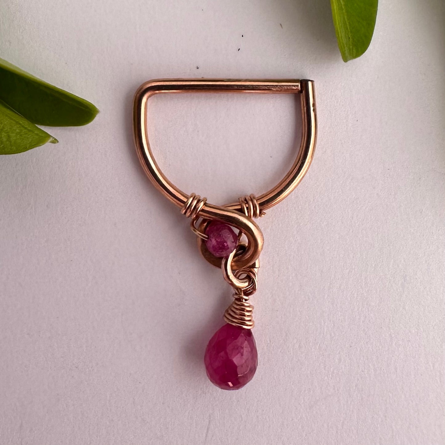 Grecian Ruby Briolette Dangle Seamless Nipple Ring