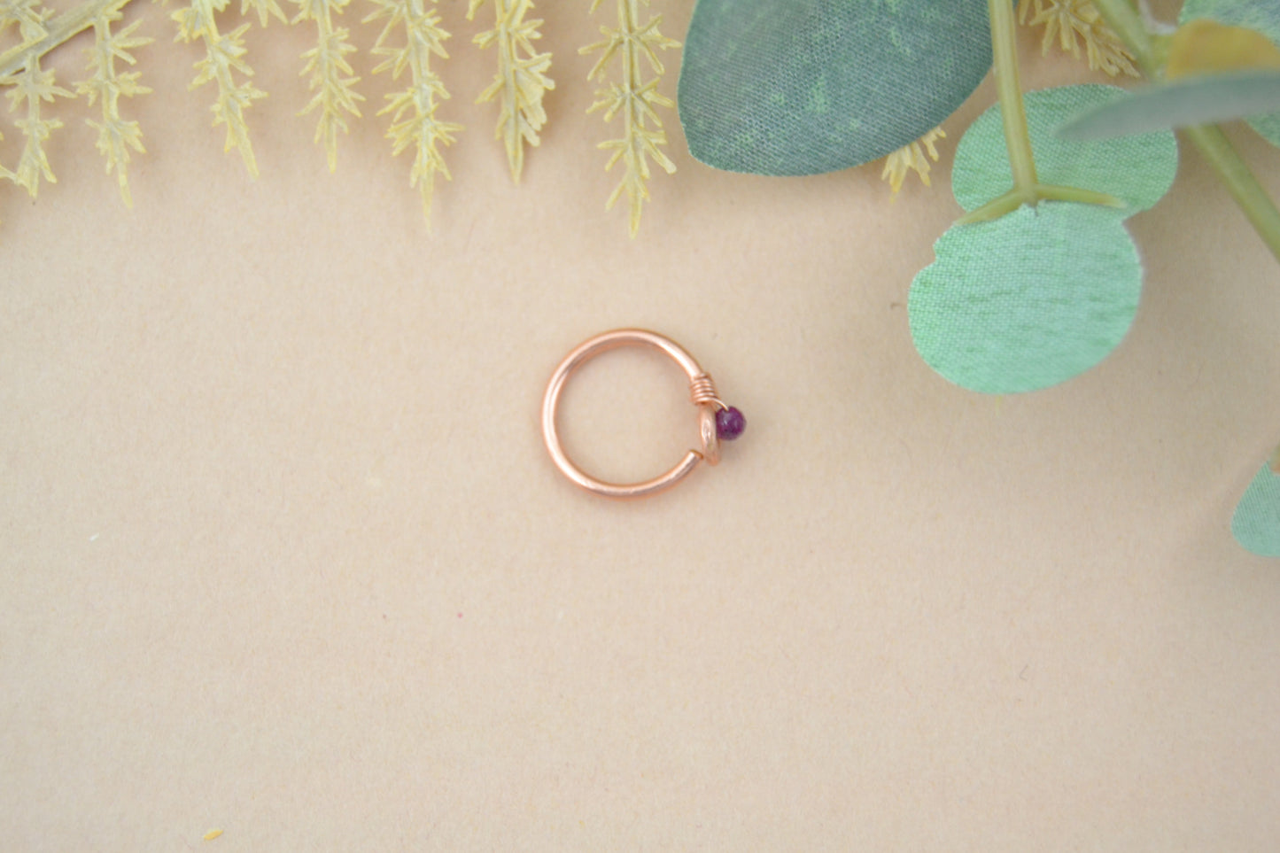 Grecian Gemstone Non Dangle 14k Rose Gold Belly Ring