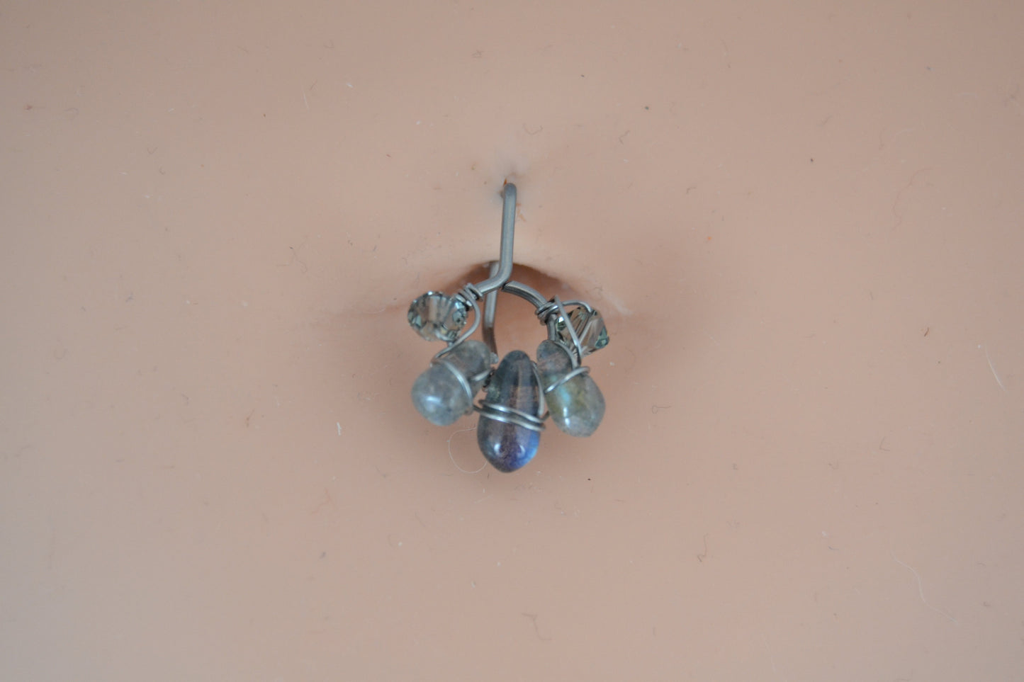 Healing Crystal Cluster Non Dangle Belly Ring - Niobium