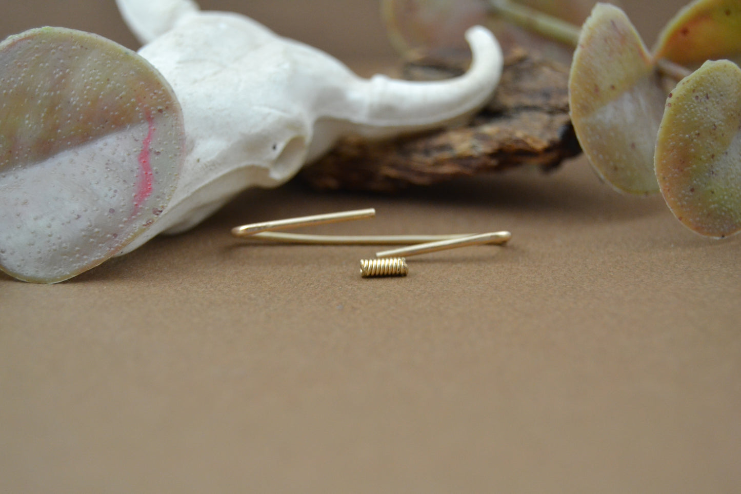 12ga Square 14k Gold Pierced Industrial Ear Bar