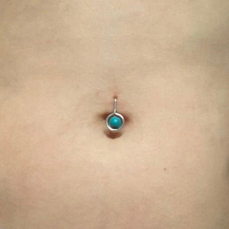 Gemstone Non Dangle Belly Ring - Solid 14k Gold 16ga