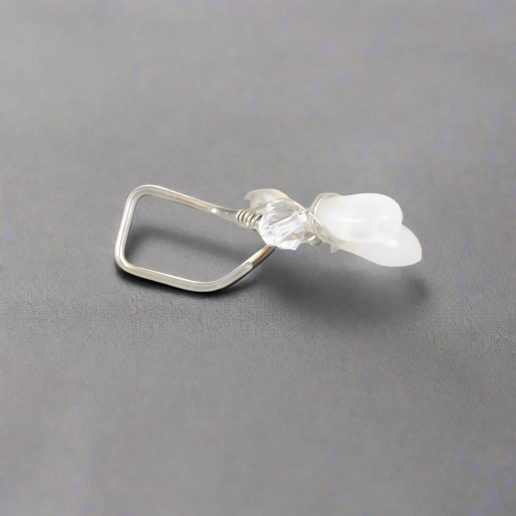 Healing Crystal Non Dangle Cluster 18k Palladium White Gold Belly Ring