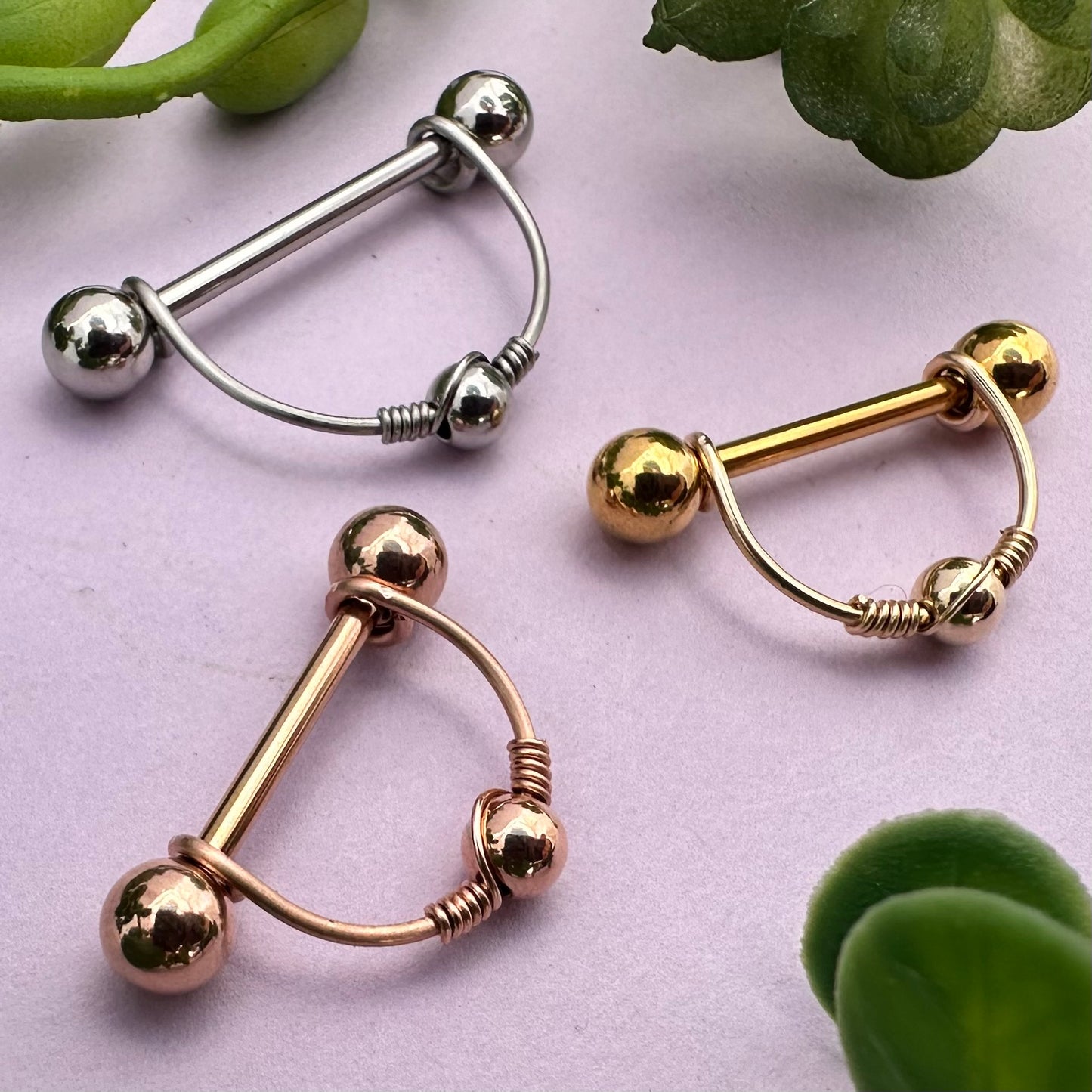 Beaded Nipple Ring 316L Stainless Steel - 1pc